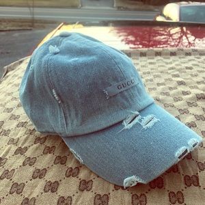 Gucci Dad Hat Distressed “Ripped Jeans Cap”